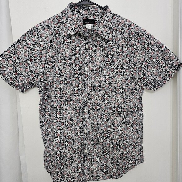 Structure Flower Pattern Men's Short Sleeve Slim Fit Summer Shirt Size Large - Picture 1 of 7